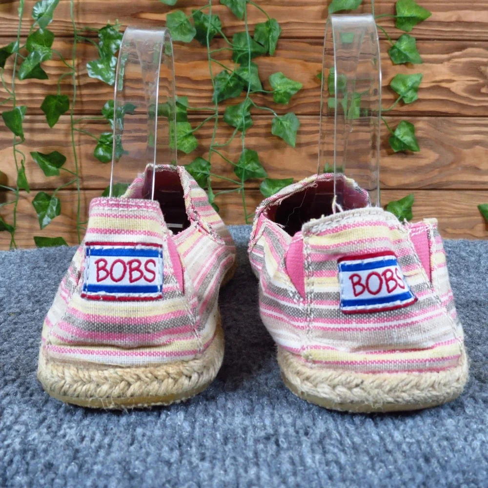 Skechers BOBS Women Espadrille Flat Size 10 Casual Summer Slip On‎ Pink Striped